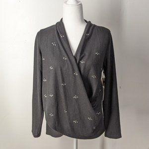 NEW 1. State Criss- Cross Sweater With Rhinestones